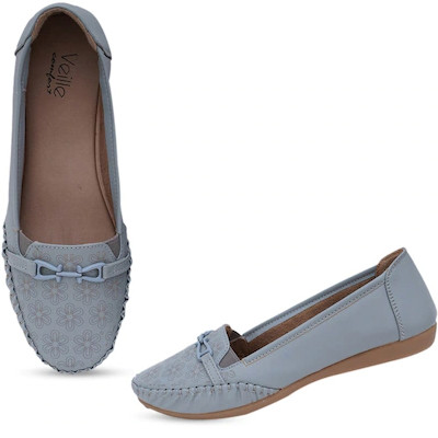 Women Grey Printed Party Ballerinas Flats